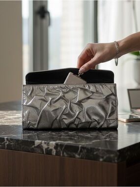 Vintage Small Silver Clutch Wedding Guest Purse Evening‎ Bag